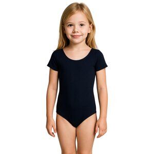 Capezio Childs L 12-14 Leotard Navy Blue Short Sleeve Scoop Neck Dance